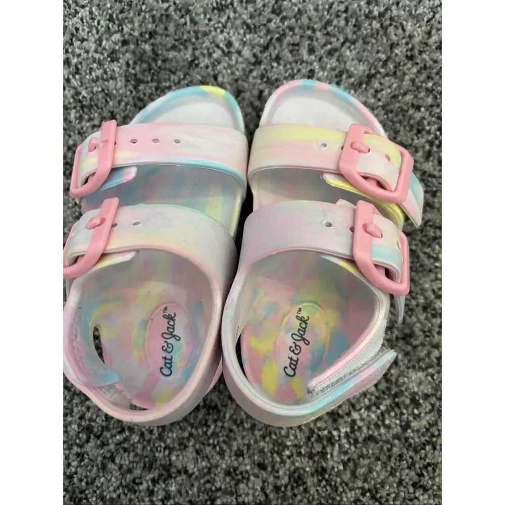 ❤️Cat & Jack Pastel Tie Dye Toddler Sandals Sz5